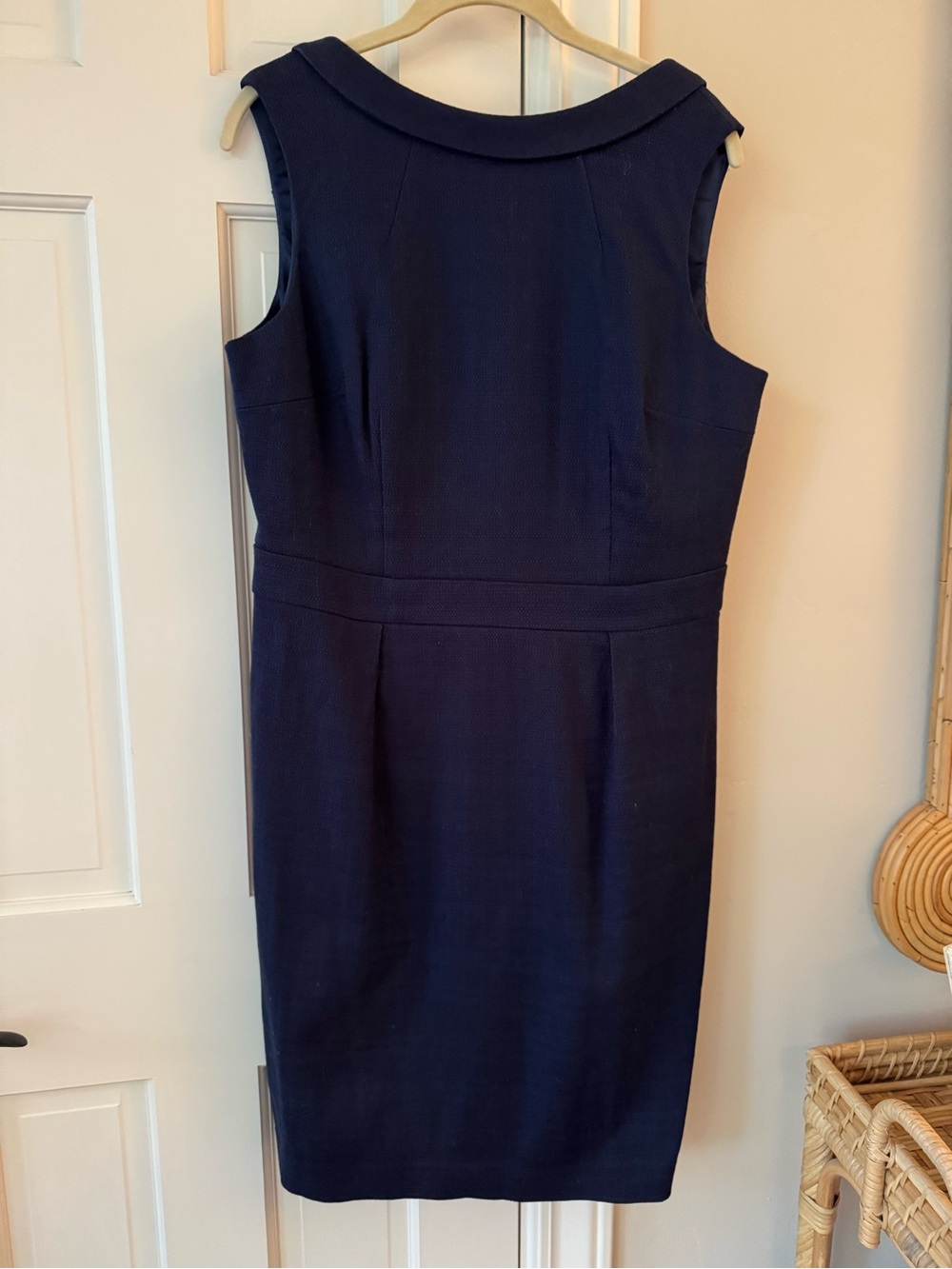 Boden Navy Textured Sleeveless Sheath Dress